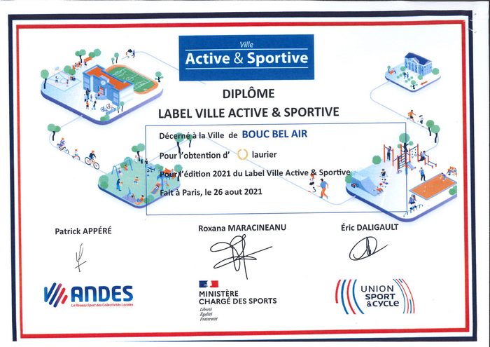 Bouc-Bel-Air obtient son label Ville Active et Sportive